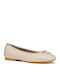 Palmaria Leather Women's Ballerina Shoes in Beige Colour