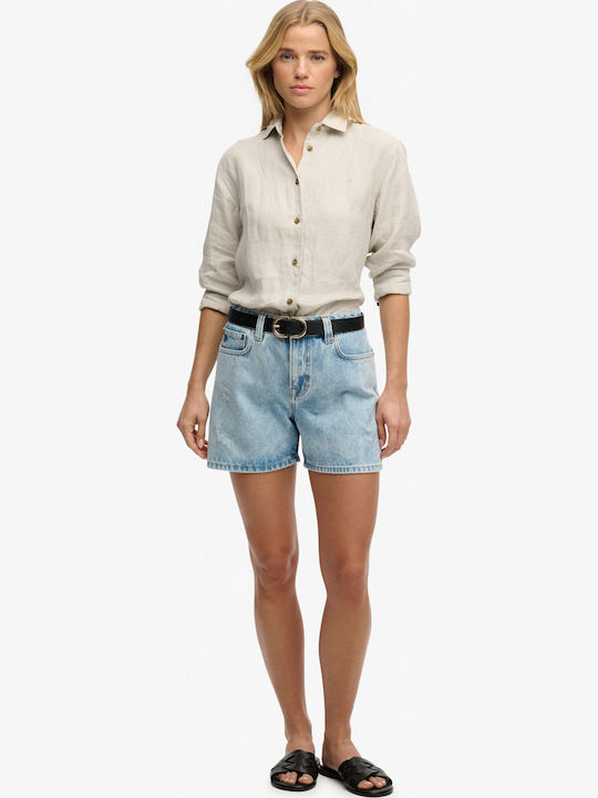 Superdry Γυναικείο Τζιν Σορτς Azure Pale Blue