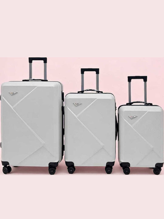 Homeone Hard Gray Travel Suitcases with 4 Wheels Set of 3 Pieces