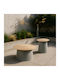 Round Side Table Zentra Made of Solid Wood Natural Gray 50x50x47.5 cm