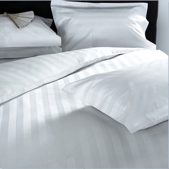 Луксозен Чаршаф 160x290см Памучен Stripe 2см-tc300 Superb Line Satin Комплект 6 Бройки Плат Памук 100% Бял Oem 5201847006667