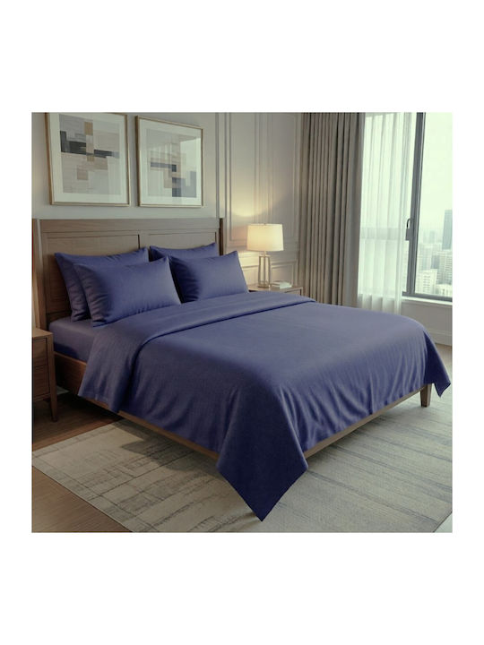 MayHome Σετ Παπλωματοθήκη 160x240cm Μονή με Μαξιλαροθήκη Μπλε