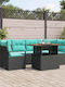 Garten- und Outdoor-Möbelsets Typsatz Wohnzimmer 7 Stück Schwarz mit Kissen