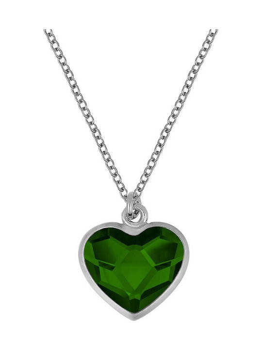 VTJ Necklace With Heart Design In Green Silver