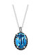 VTJ Halskette Rosette aus Silber Marineblau
