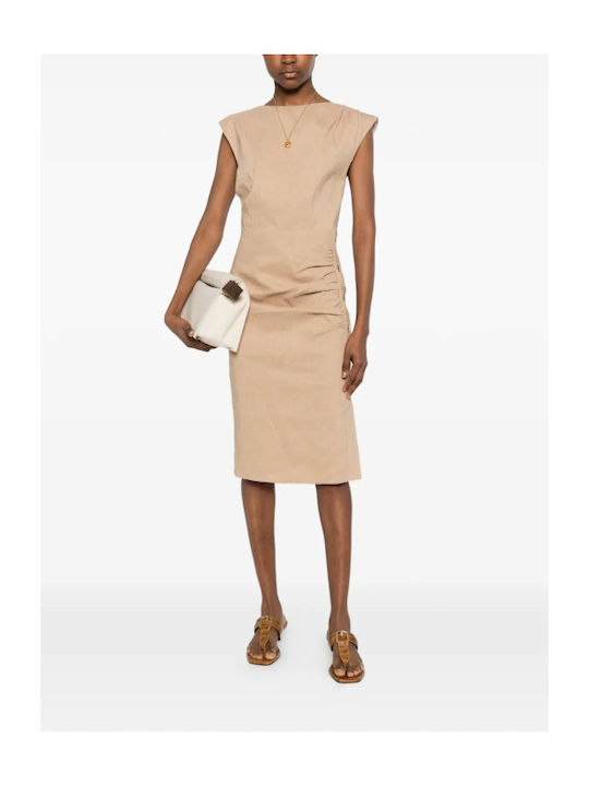 Summer Midi Dress for Wedding - Christening Beige