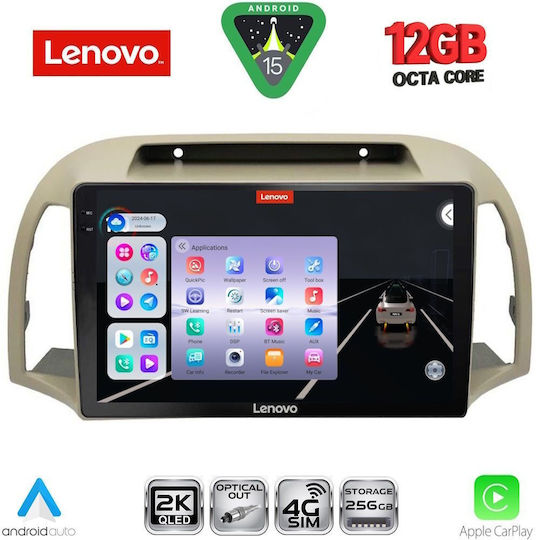 Lenovo Car Audio System for Nissan Micra 2002-2010 Bluetooth USB WiFi GPS Apple CarPlay Android Auto with 9" Touch Screen