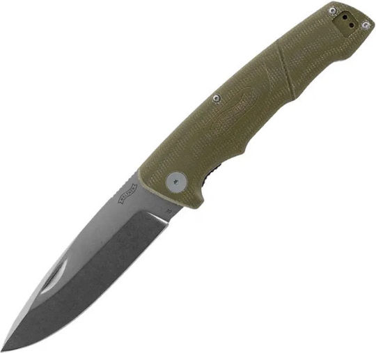 Walther Walther Grünes Messer in Leder-Gehäuse