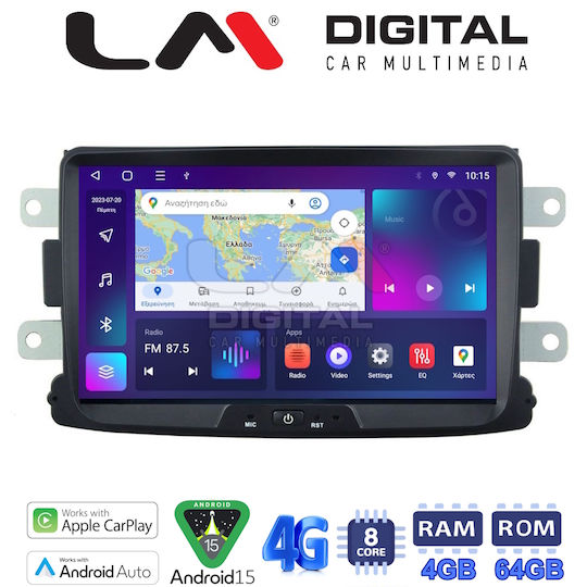 LM Digital Car Audio System for Renault Captur Logan Master Trafic Dacia Duster Logan Sandero 2006-2012 Bluetooth USB Wi-Fi GPS Apple CarPlay Android Auto with 7 Inch Touch Screen