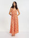 Women's Sleeveless One-piece Jumpsuit Orange/Red/White