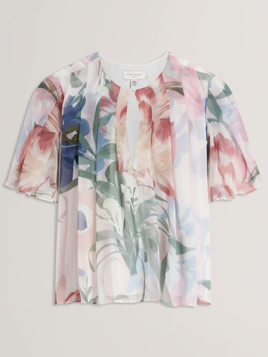 Γυναικείο Αθλητικό Crop Top με Διαφάνεια Ροζ