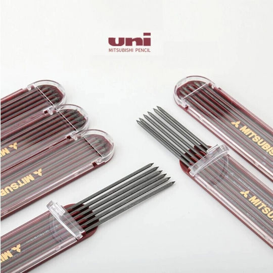 Uni-Mitsubishi Leads 2mm Pack 6 Stück Nachfüllminen für Druckbleistifte