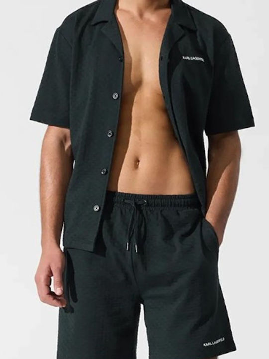 Short Sleeve Checked Shirt Dark Green