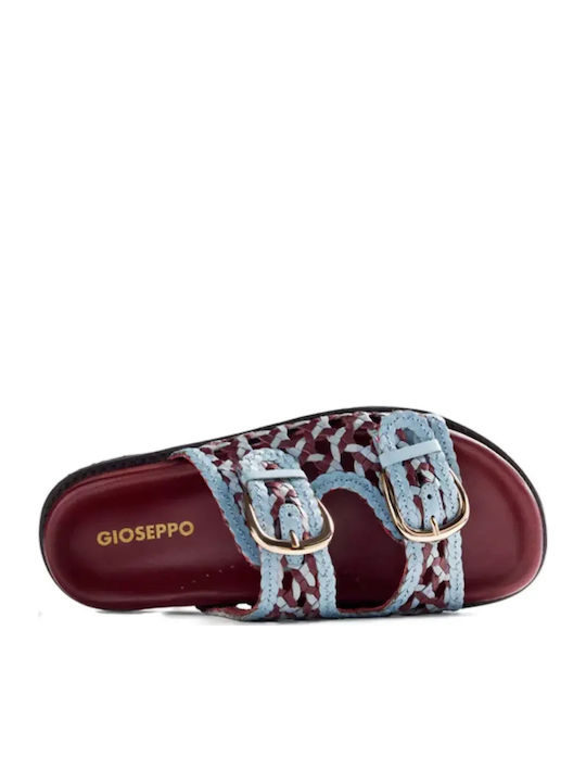 Gioseppo Leather Women's Flat Sandals Blue