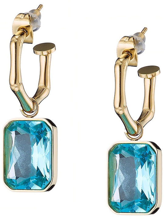Verorama Earrings Made of Gold Plated Steel with Light Blue Stones
