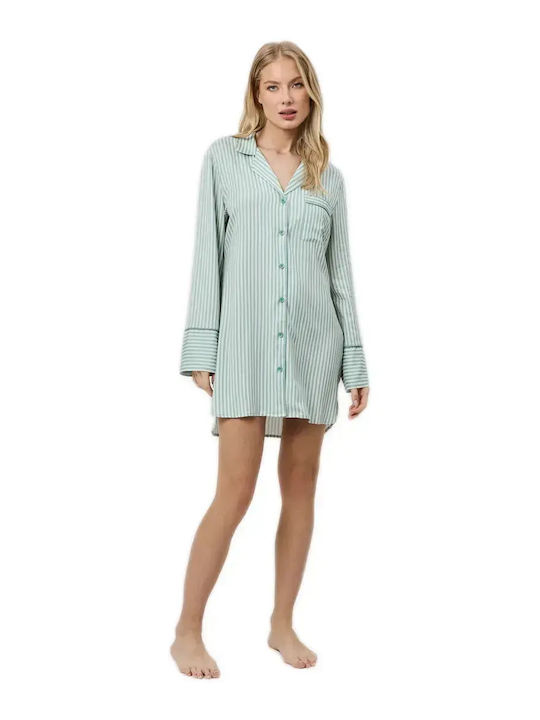 Aruelle Sommerliches Damen-Nachthemd Grün-Beige