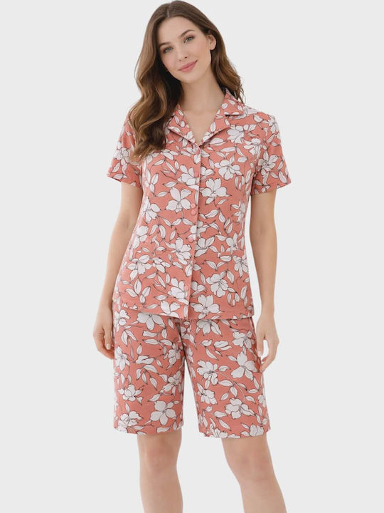 Passion Set Pijamale Dama De Vară Cărămiziu