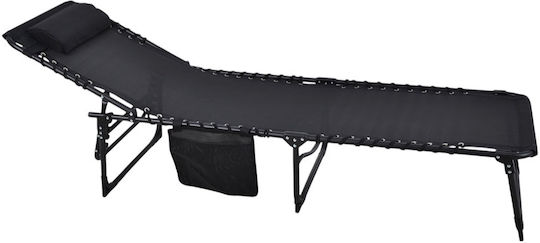 Ankor Beach Sunbed Black Foldable Metallic 190x60x35cm