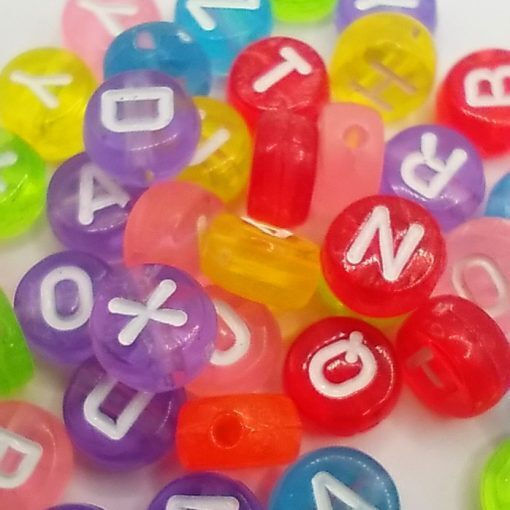 Acryl Buchstaben & Wörter Rund 7mm Bunte 90Stück 19-02