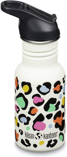 Klean Kanteen Kids Water Bottle Dinosaur Stainless Steel with Straw Gray 355ml