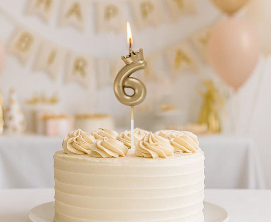 Candle Number 6 Crown Champagne Gold 6 Cm