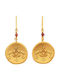 Arteon Silver Gold Plated Dangle Earrings with Red Stones