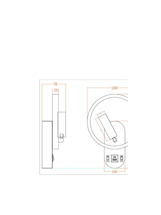 Eurolamp Arte Illumina Forma Classic Wall Lamp with Integrated LED and Warm White Light 18x7.8x24.3cm