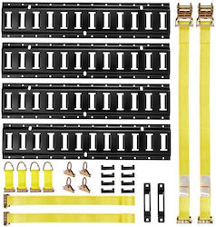 Vevor E-track Riemen Befestigungsset 4 Stück 0.6 M E Track Schienen 20 Stück Einschließlich 2 Ratschegurte & 4 O-Ringe & 4 Tie-offs D-Ring & 2 Einzel-Schlitze & 8 Endkappen Für Garagen Vans Anhänger