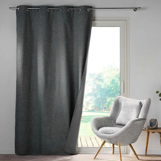 Κουρτίνα Συσκότισης με Τρουκς Crepuscule Charcoal Grey 140x260εκ.