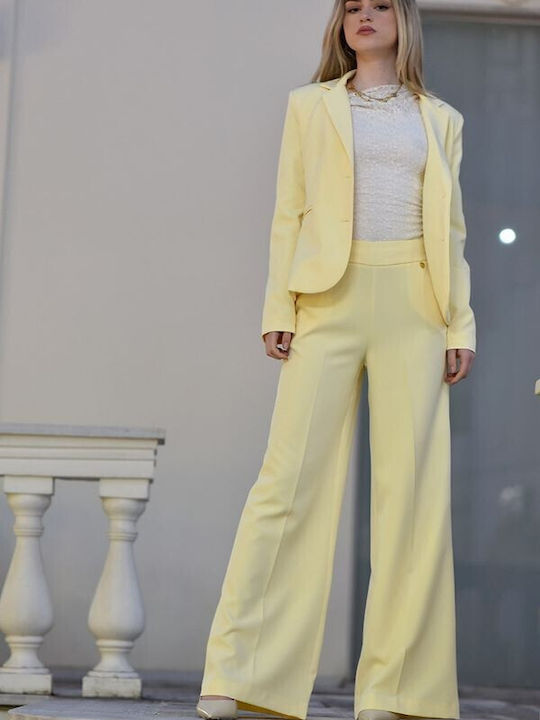 Tweet With Love Women's High Rise Fabric Pantaloons Yellow