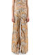 Women's High Rise Pantaloons in Wide Leg Style Brown-Yellow-Gold