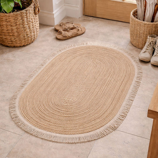 Χαλί Χειροποίητο Ψάθινο με Κρόσια 50x80cm Grey