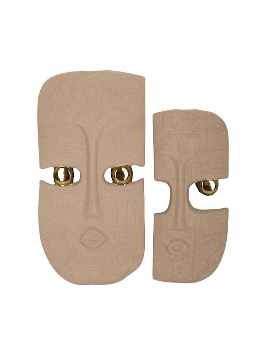 Mauro F Wall Decor Dakar Coppia Beige Made of Ceramic Material 2 Pieces