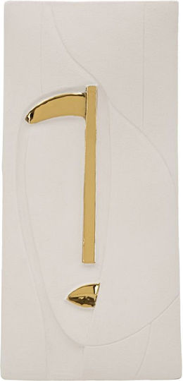 Mauro F Wall Decor Nairobi White Made of Ceramic Material 49.5x6.5x23.5cm
