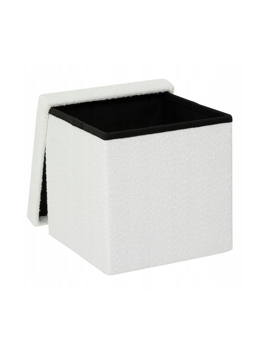 Living Room Stool With Storage Space Upholstered With Fabric Modul White 31x31x31cm