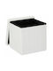 Living Room Stool With Storage Space Upholstered With Fabric Modul White 31x31x31cm