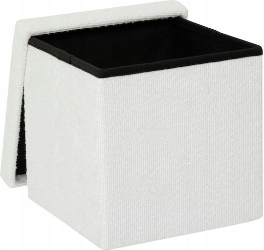 Living Room Stool With Storage Space Upholstered With Fabric Modul White 31x31x31cm