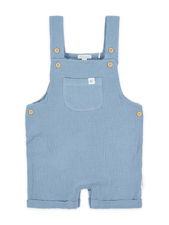 Kids Fabric Dungarees Stone Blue