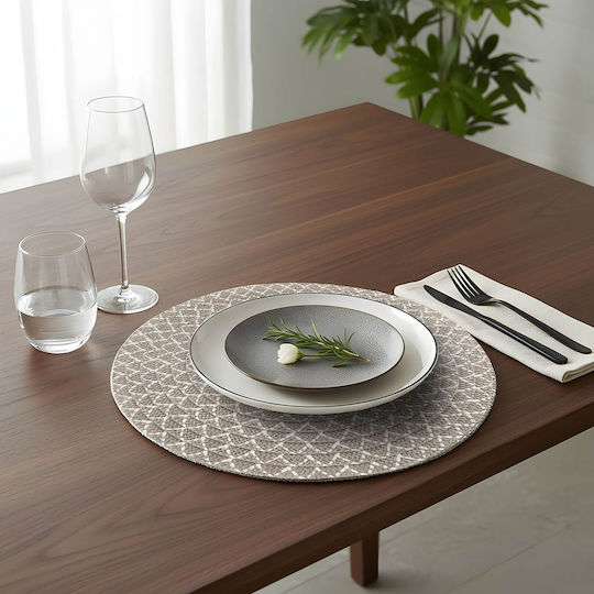 Rosace Round Paper Beige Placemats 38cm