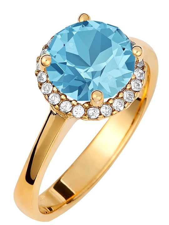 Verorama Women's Ring with Stones Silver Gold Plated