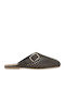 Flat Leather Mules in Brown Colour