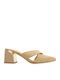 Suede Mules with Heel in Brown Colour