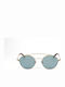 Web Unisex Sunglasses with Gold Metallic Frame and Light Blue Lens WE0220 32X