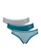 Βαμβακερά Γυναικεία Slip 3Pack με Δαντέλα Πετρόλ/γκρι/εμπριμέ