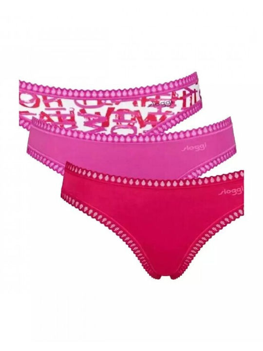 Sloggi Βαμβακερά Γυναικεία Slip 3Pack με Δαντέλ...
