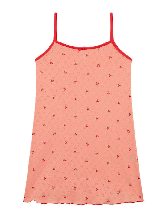 Minerva Kids Nightdress Summer Cotton Peach-Red Cherries Cherries