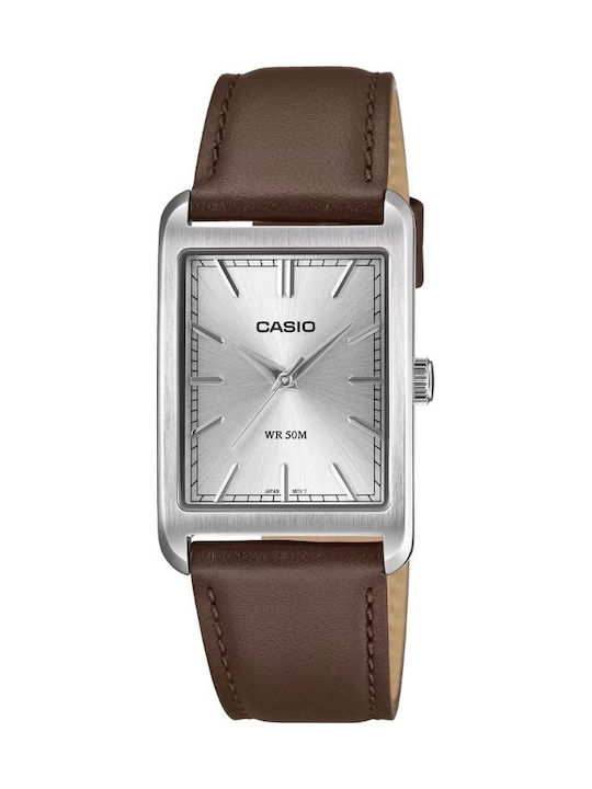 Casio Men's Battery Watch with Brown Leather Strap