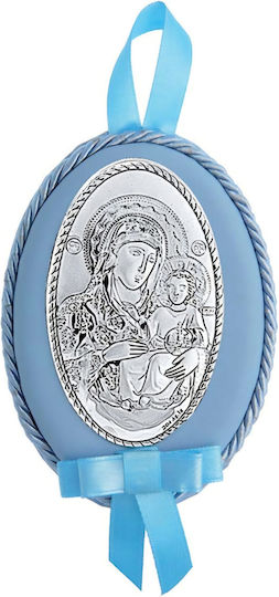 Heiligenikone Blauheilige Maria Christus Silber 950o 11 cm Breite 8 cm Höhe
