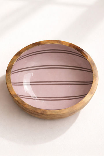 Kaemingk Round White Wooden Serving Bowl with Diameter 24cm