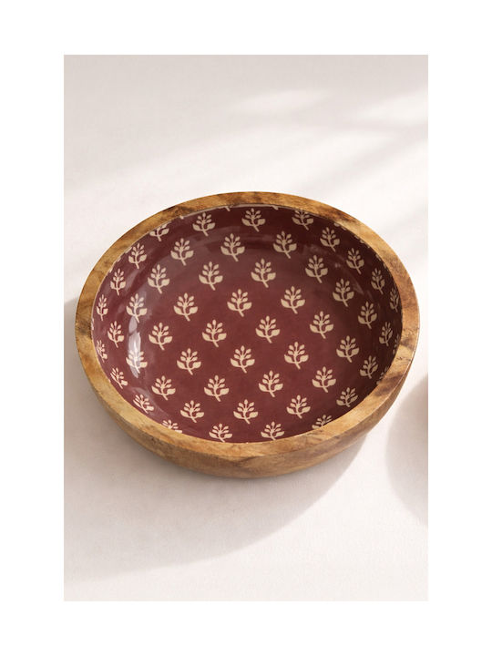 Kaemingk Round White Wooden Serving Bowl with Diameter 30cm